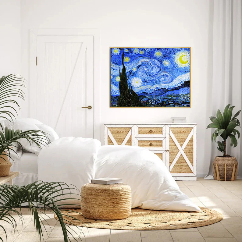 Starry Night Painting by Van Gogh Print Canvas Wall Art - 60cm x 40cm - Image 4