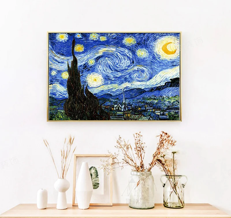 Starry Night Painting by Van Gogh Print Canvas Wall Art - 60cm x 40cm - Image 6
