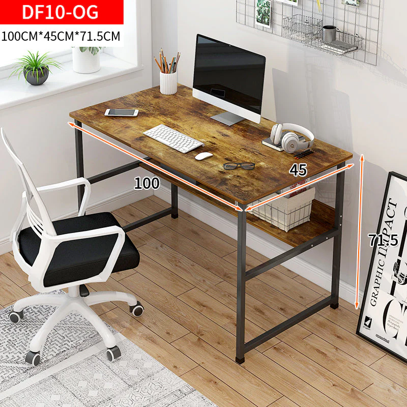 Studio Rustic Wood & Metal Computer Desk with Shelf - Image 6