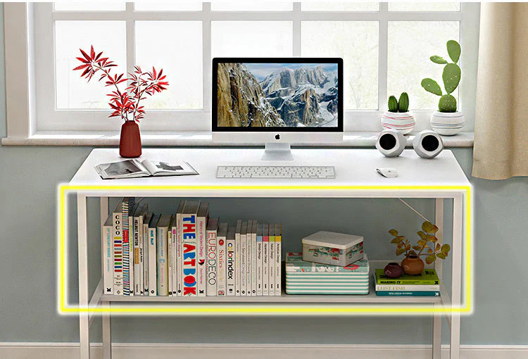 Studio Wood & Metal Computer Desk with Shelf (Oak) - Image 11