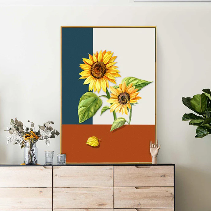 Sunflower Painting Framed Canvas Wall Art - 30cm x 40cm - Image 3