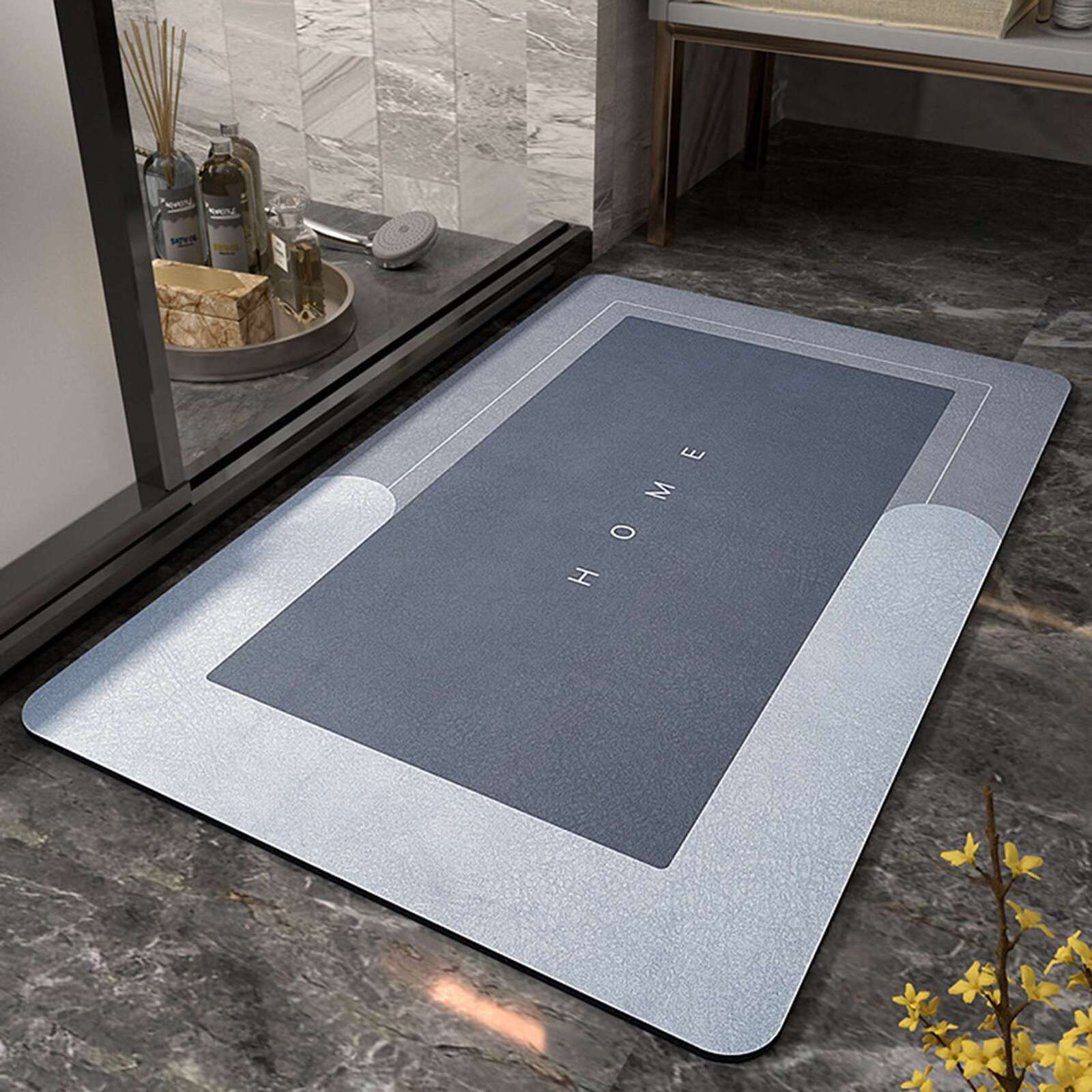 Super Absorbent Floor Bath Door Mat Non-Slip Rug Doormat (Blue Grey) - Image 5
