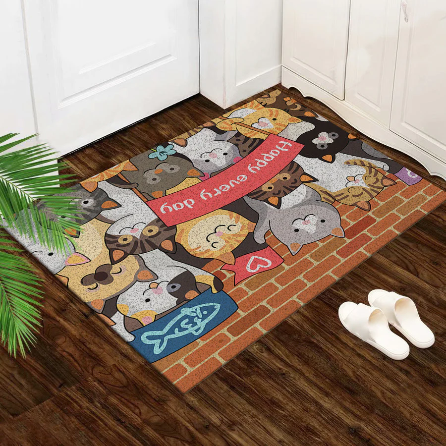 Super Absorbent Floor Bath Door Mat Non-Slip Rug Doormat - Cute Cats - Image 9
