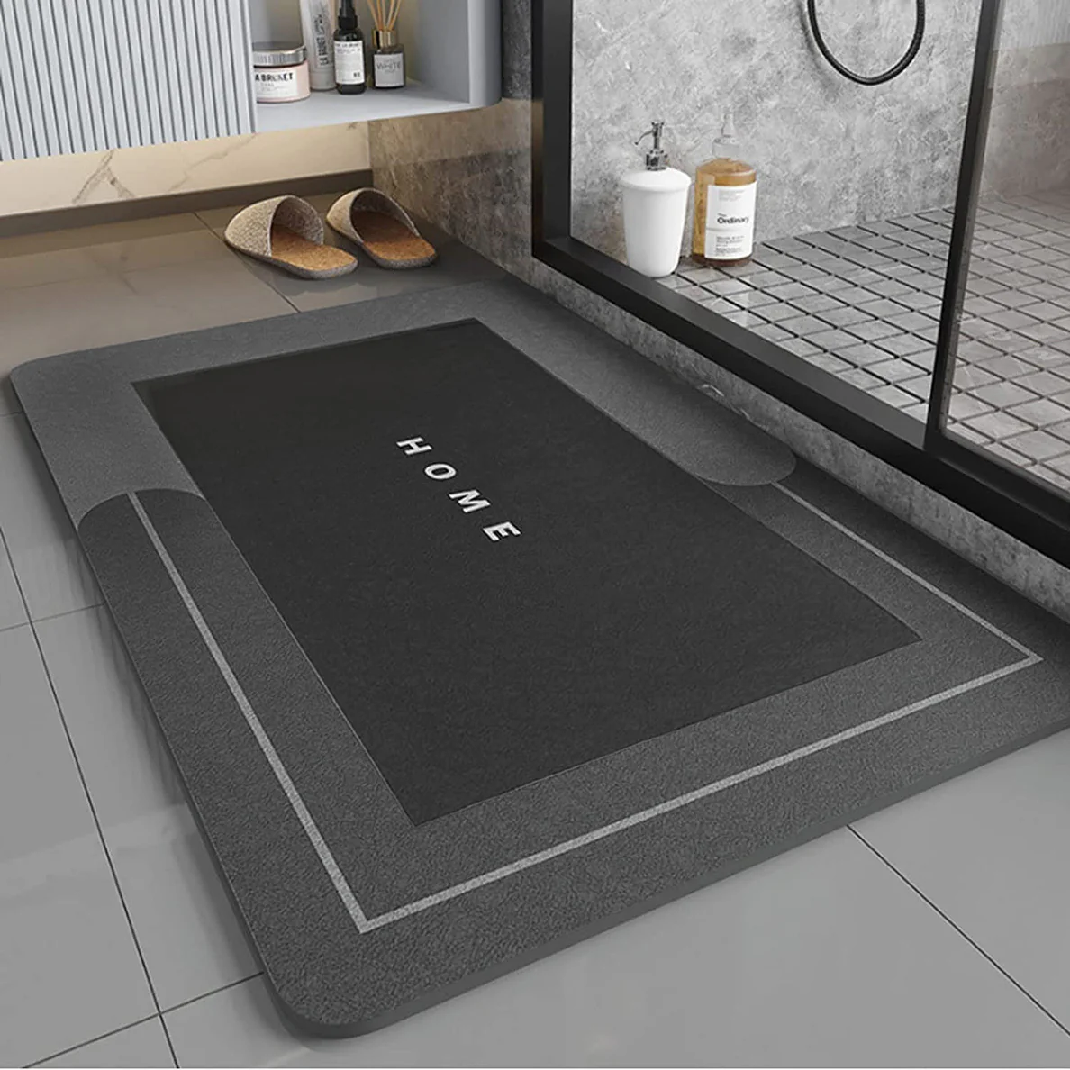 Super Absorbent Floor Bath Door Mat Non-Slip Rug Doormat (Dark Grey) - Image 6