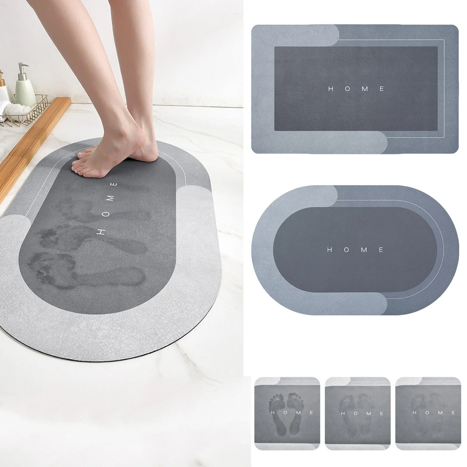 Super Absorbent Floor Bath Door Mat Non-Slip Rug Doormat (Dark Grey, 50 x 80) - Image 9