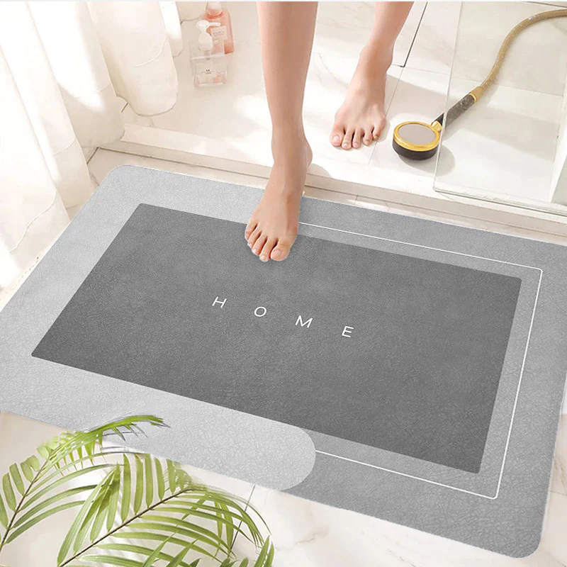 Super Absorbent Floor Bath Door Mat Non-Slip Rug Doormat (Light Grey) - Image 10