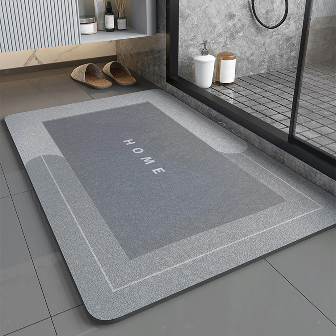 Super Absorbent Floor Bath Door Mat Non-Slip Rug Doormat (Light Grey) - Image 8