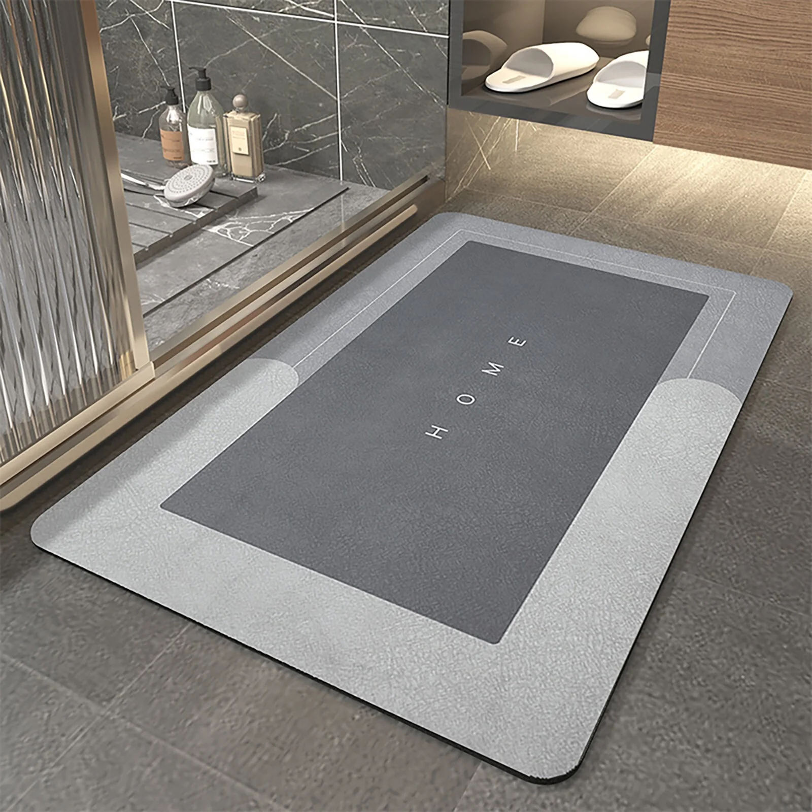 Super Absorbent Floor Bath Door Mat Non-Slip Rug Doormat (Light Grey, 50 x 80) - Image 11