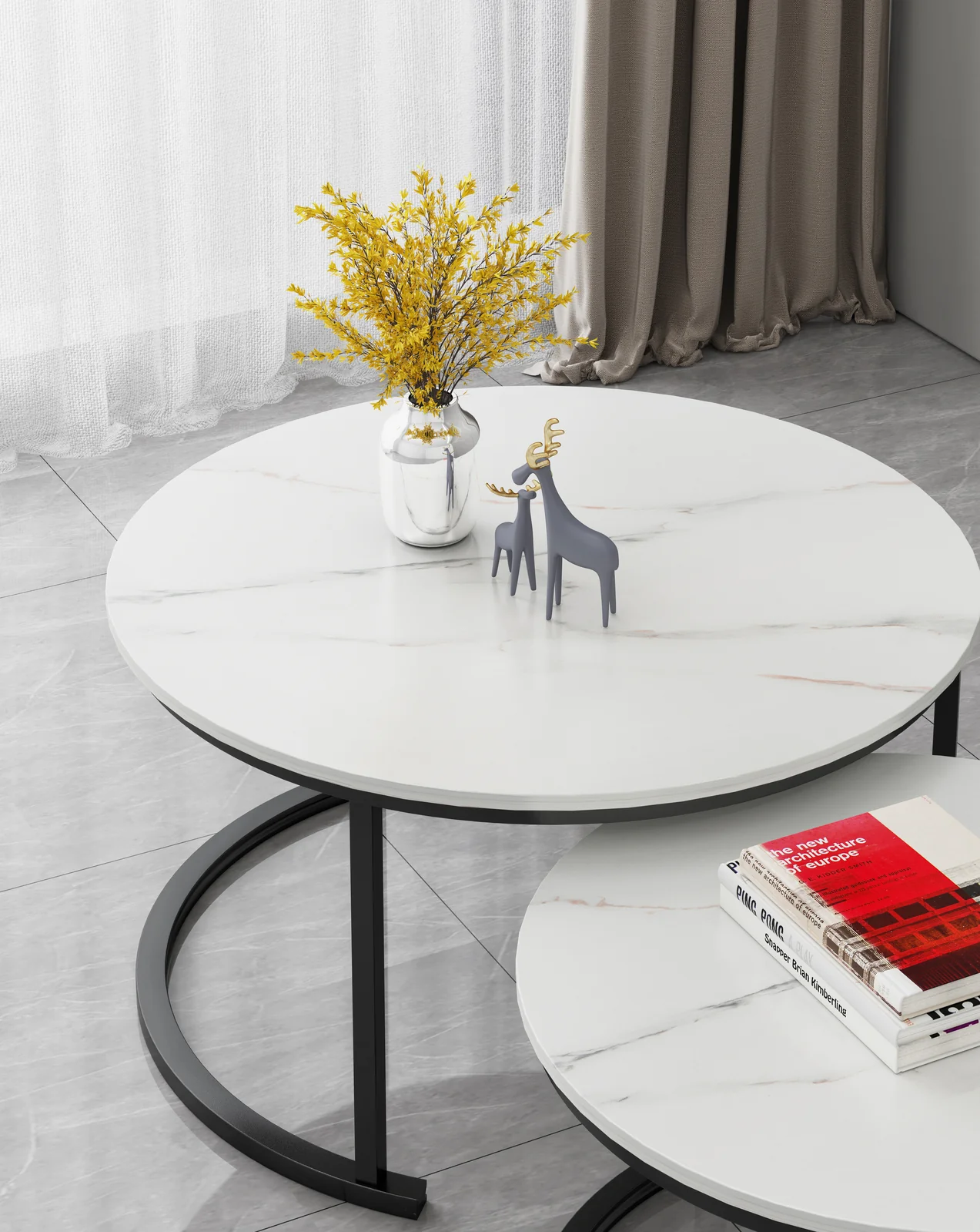 Synergy 2 In 1 Designer Nesting Coffee Tables (White) - Image 4