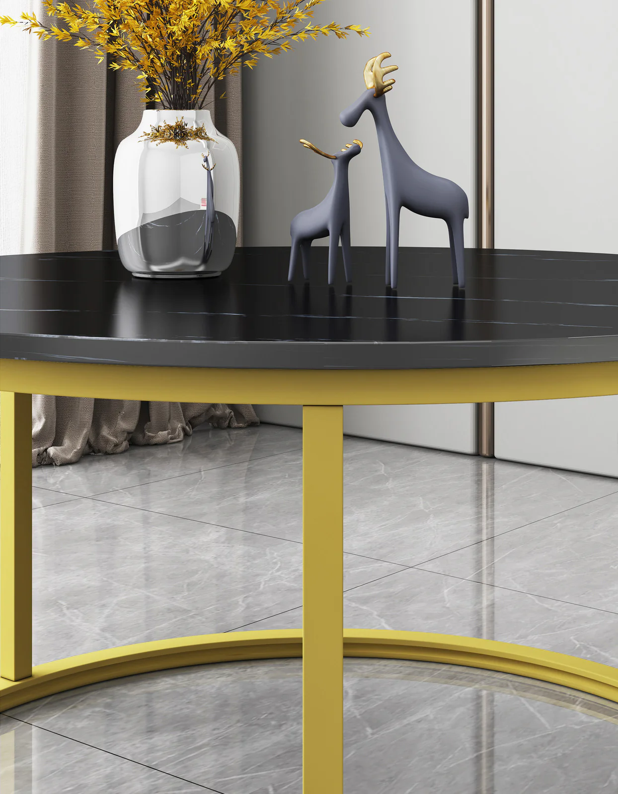 Synergy 2 In 1 Lush Marble Look Designer Nesting Coffee Tables - Image 12