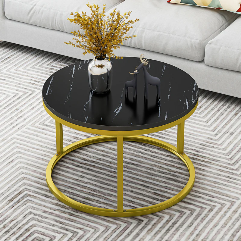 Synergy 2 In 1 Lush Marble Look Designer Nesting Coffee Tables (Black) - Image 7