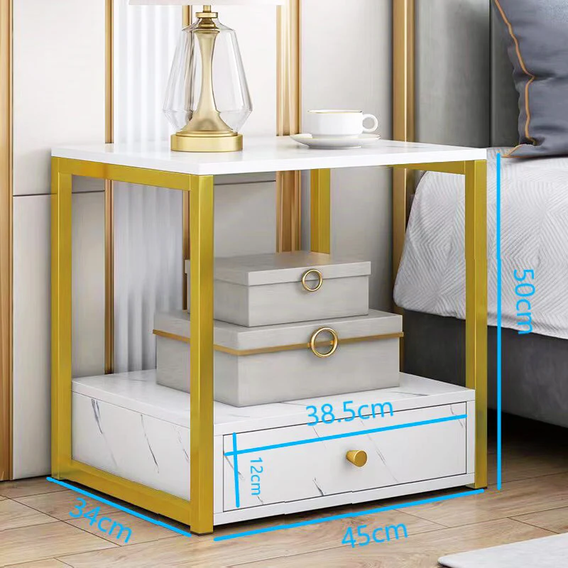 Synergy Luxury Marble Look Bedside Table (White) - Image 3
