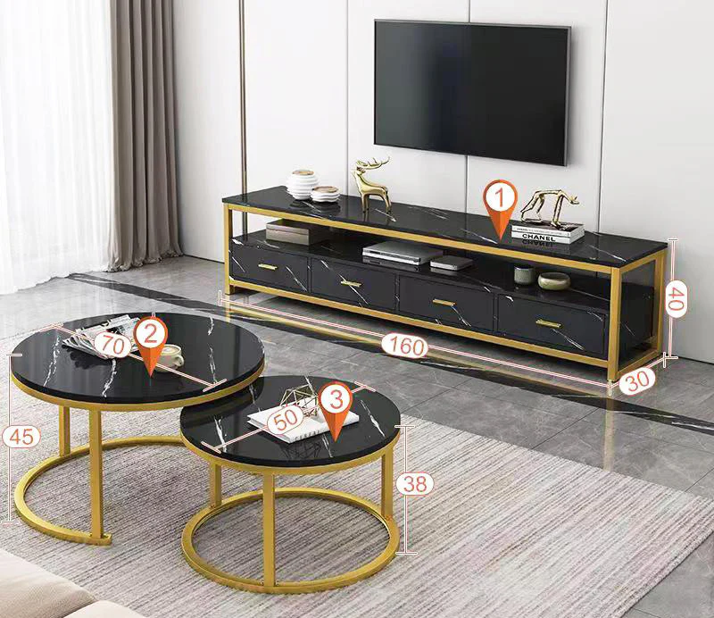 Synergy Luxury Marble Look TV Cabinet (Black) - Image 8