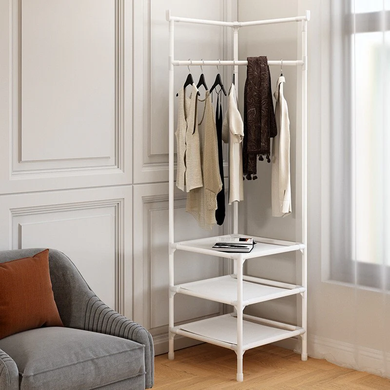 Tall Corner Wardrobe Clothes Hanger Coat Stand Hanging Rail Storage Shelve with Shoe Rack - Image 7
