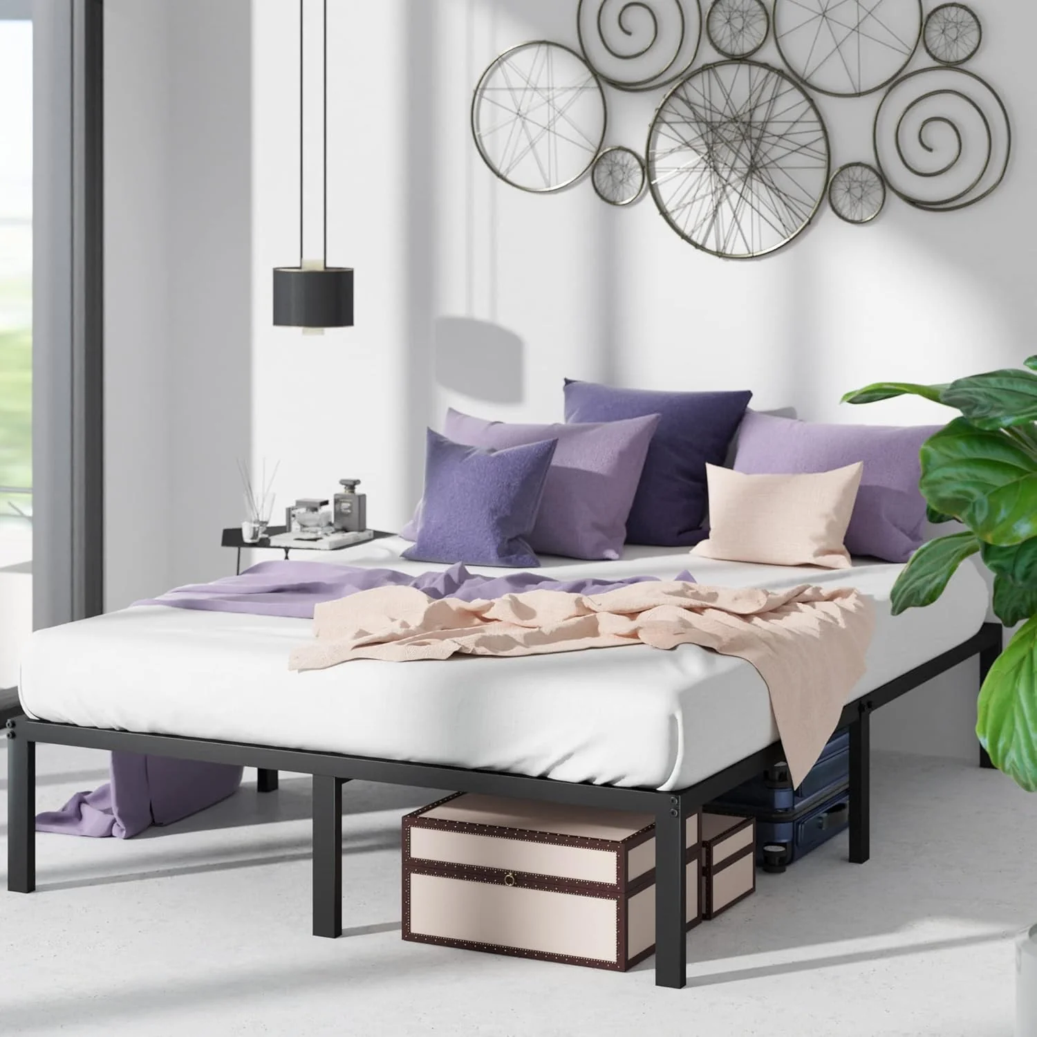 Titan Heavy Duty Metal Platform Bed Base Frame - Double Size, Black Steel - Image 6