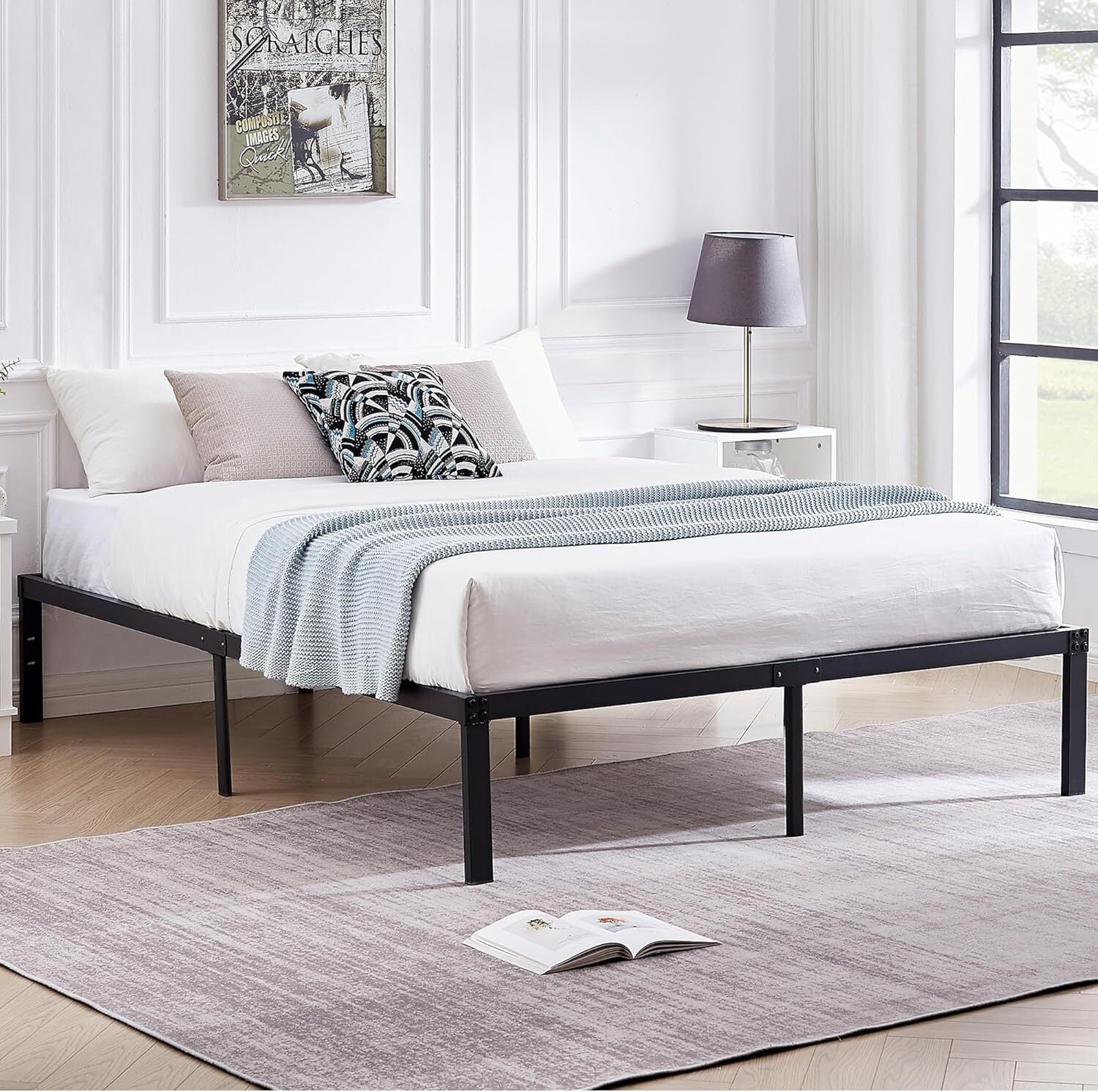 Titan Heavy Duty Metal Platform Bed Base Frame - Double Size, Black Steel - Image 8