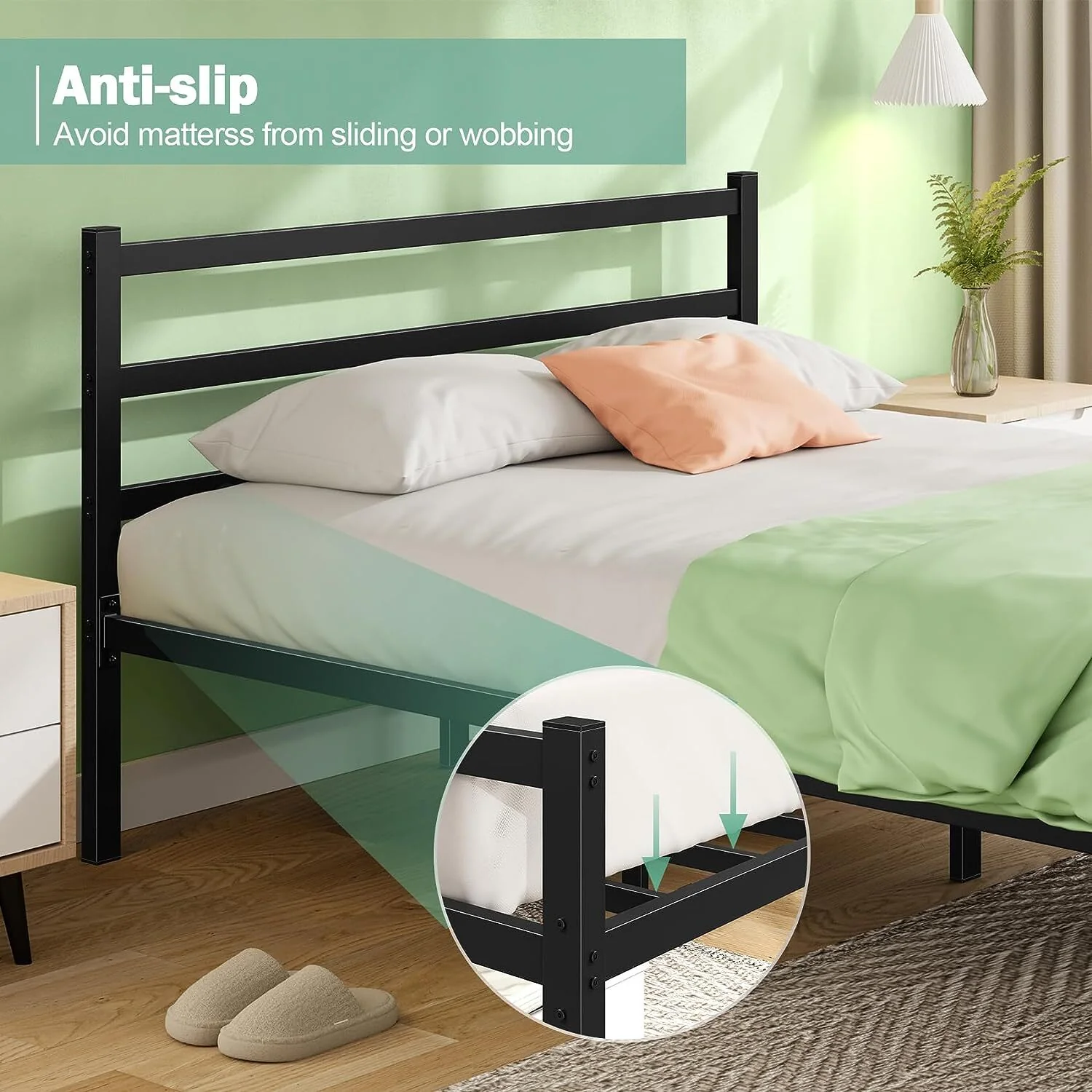 Titan Heavy Duty Metal Platform Bed Base Frame - King Size, Black Steel - Image 10
