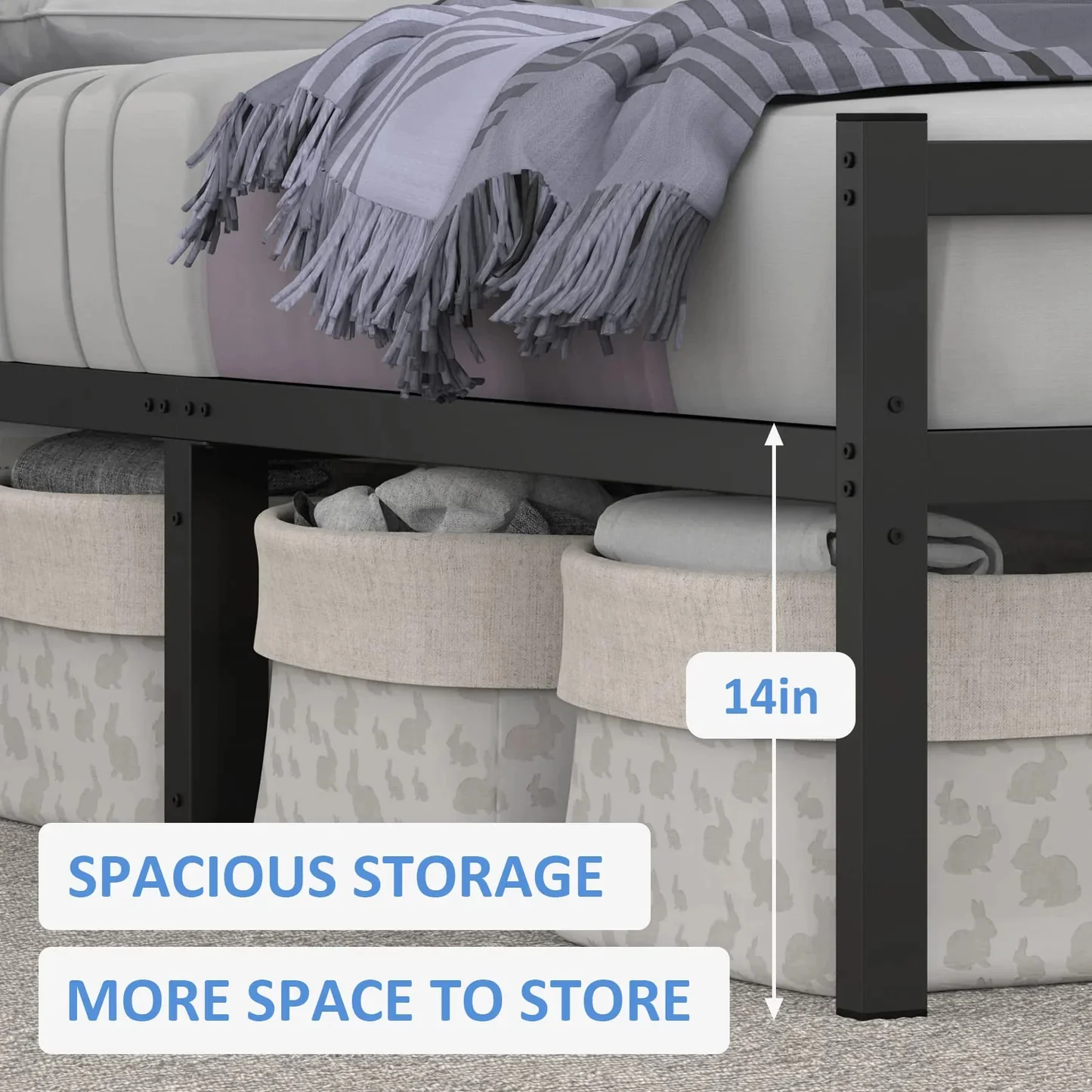 Titan Heavy Duty Metal Platform Bed Base Frame - King Size, Black Steel - Image 14