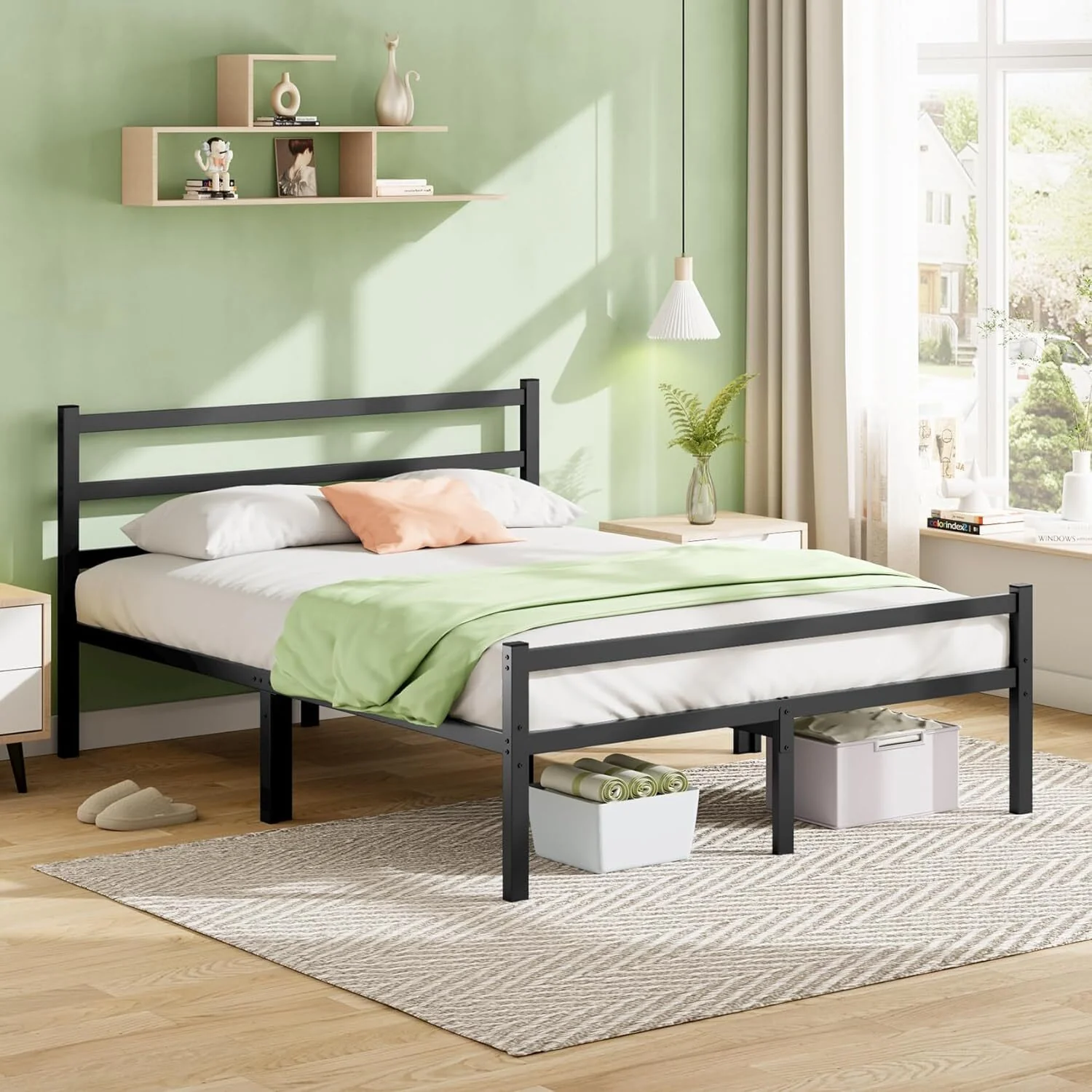 Titan Heavy Duty Metal Platform Bed Base Frame - King Size, Black Steel - Image 15