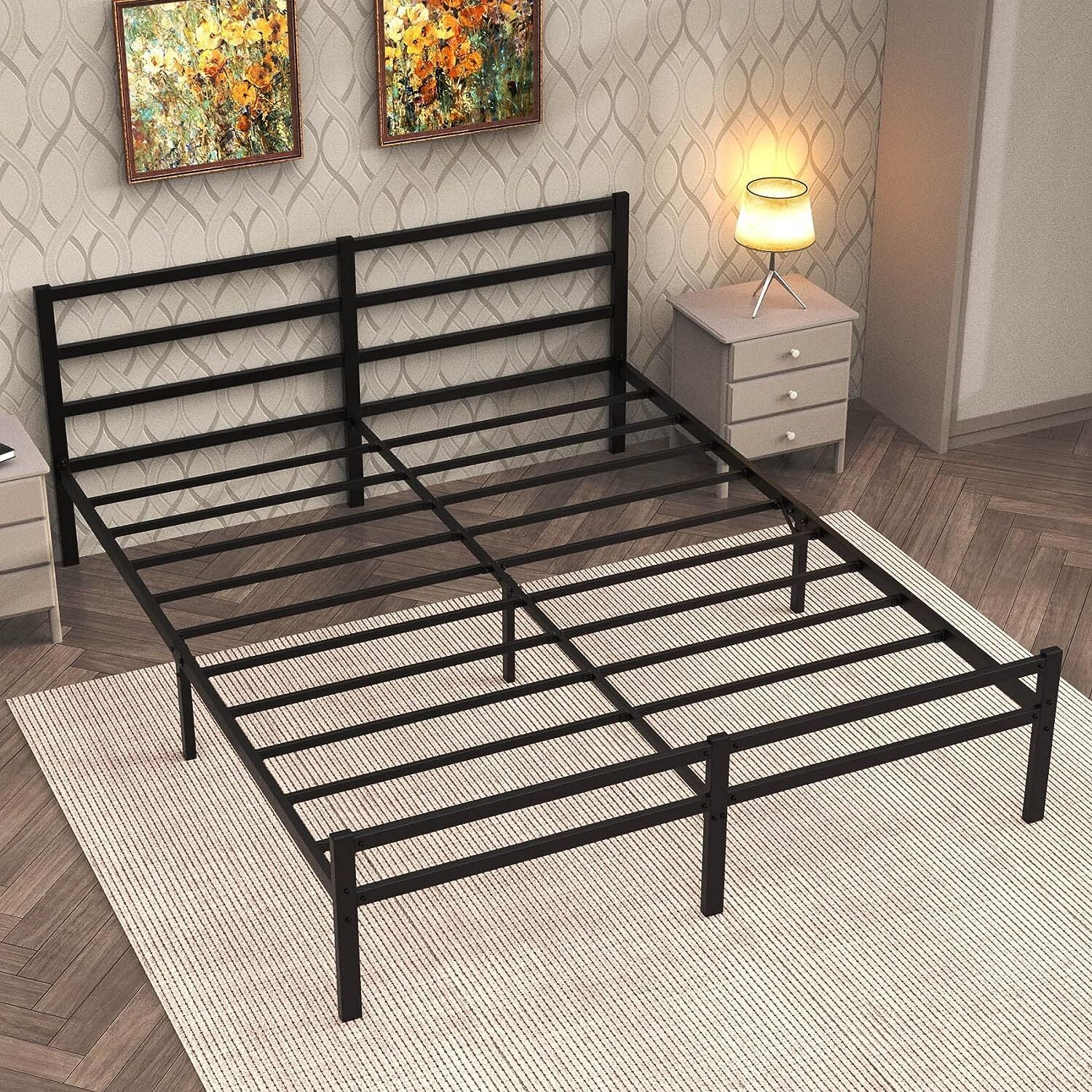 Titan Heavy Duty Metal Platform Bed Base Frame - King Size, Black Steel - Image 17