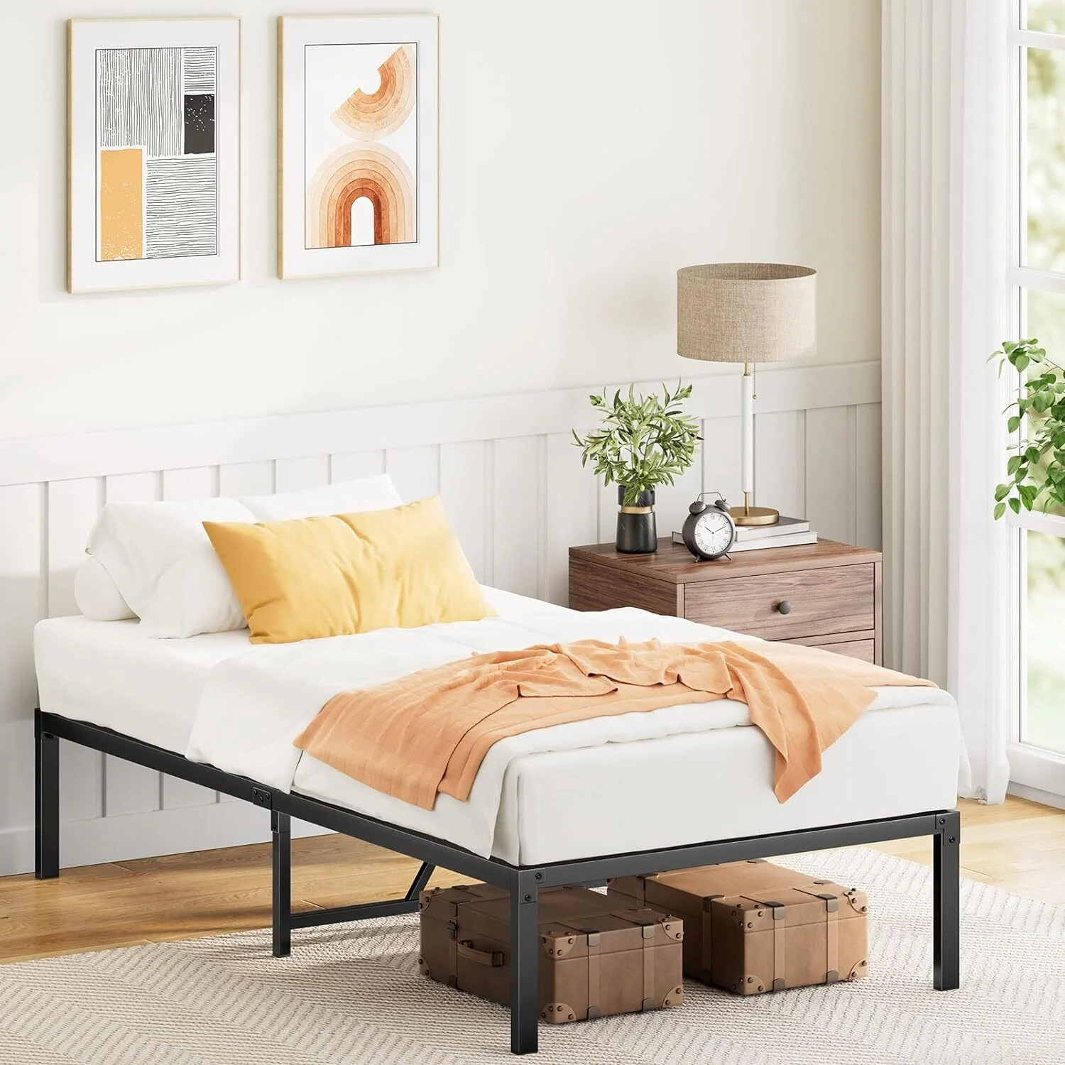 Titan Heavy Duty Metal Platform Bed Base Frame - Single Size, Black Steel - Image 18