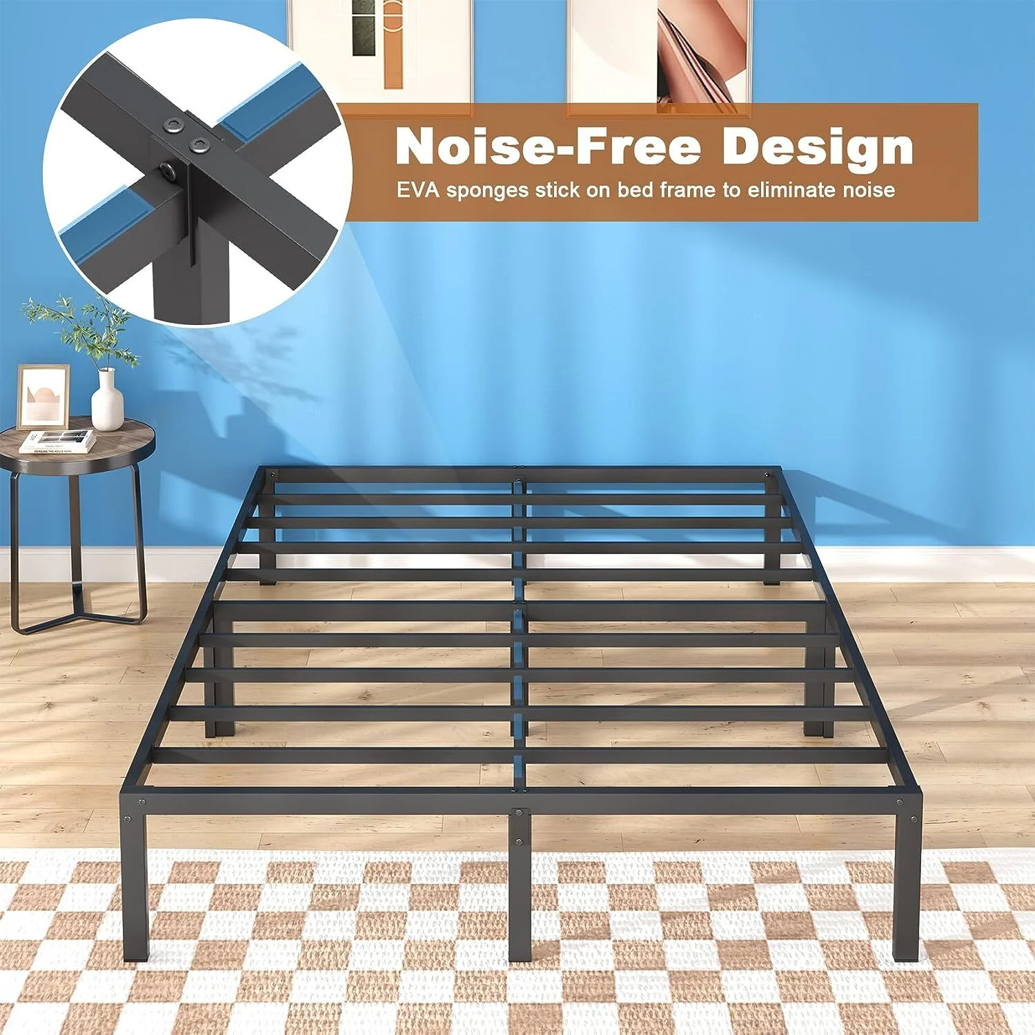 Titan Heavy Duty Metal Platform Bed Base Frame - Single Size, Black Steel - Image 8