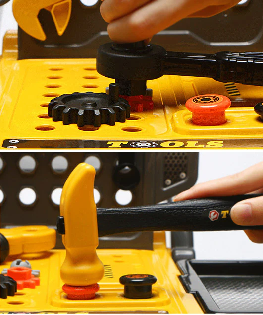 Tool Bench Station Deluxe Toy Set Tool Box with Trolley - Image 8