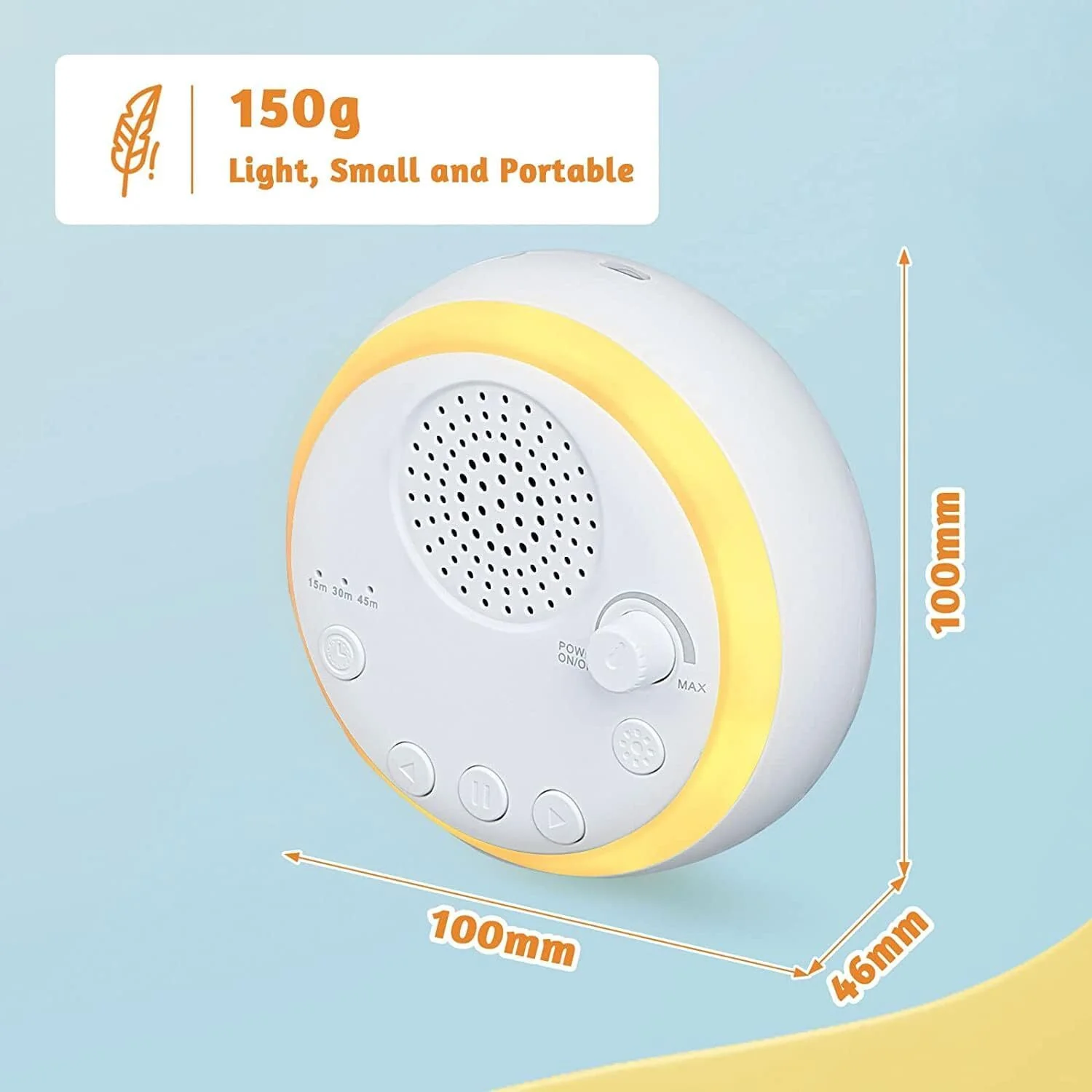 Tranquil Sleep White Noise Portable Sound Machine Baby Soothing Sounds with Adjustable Timer - Image 10