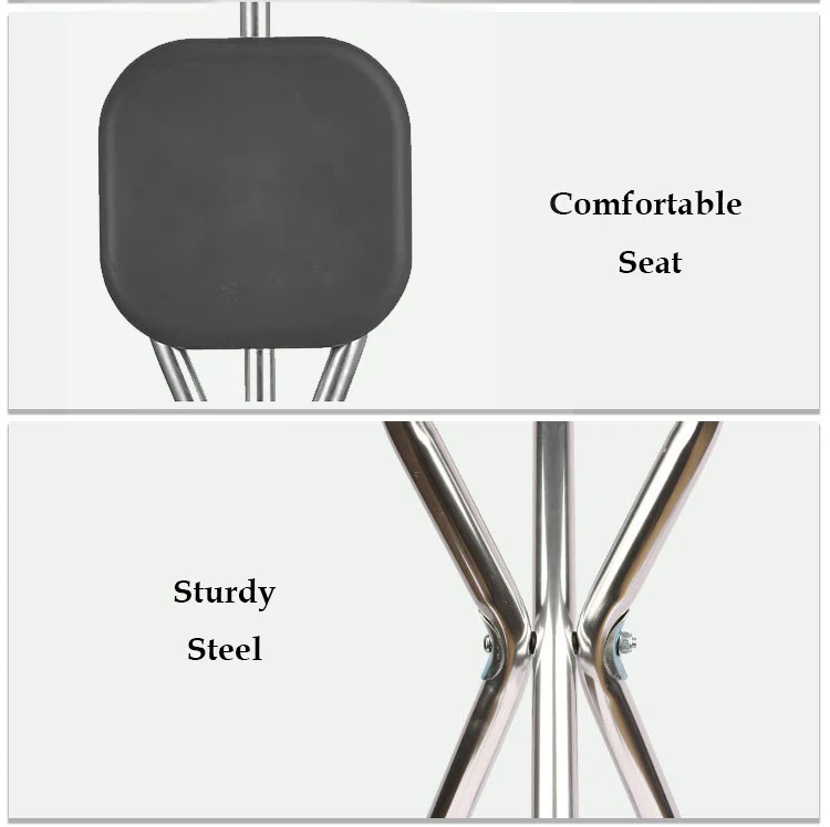 Tripod Cane Seat Folding Walking Stick Cane - Image 4