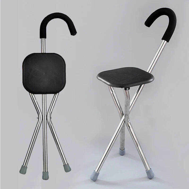 Tripod Cane Seat Folding Walking Stick Cane - Image 8