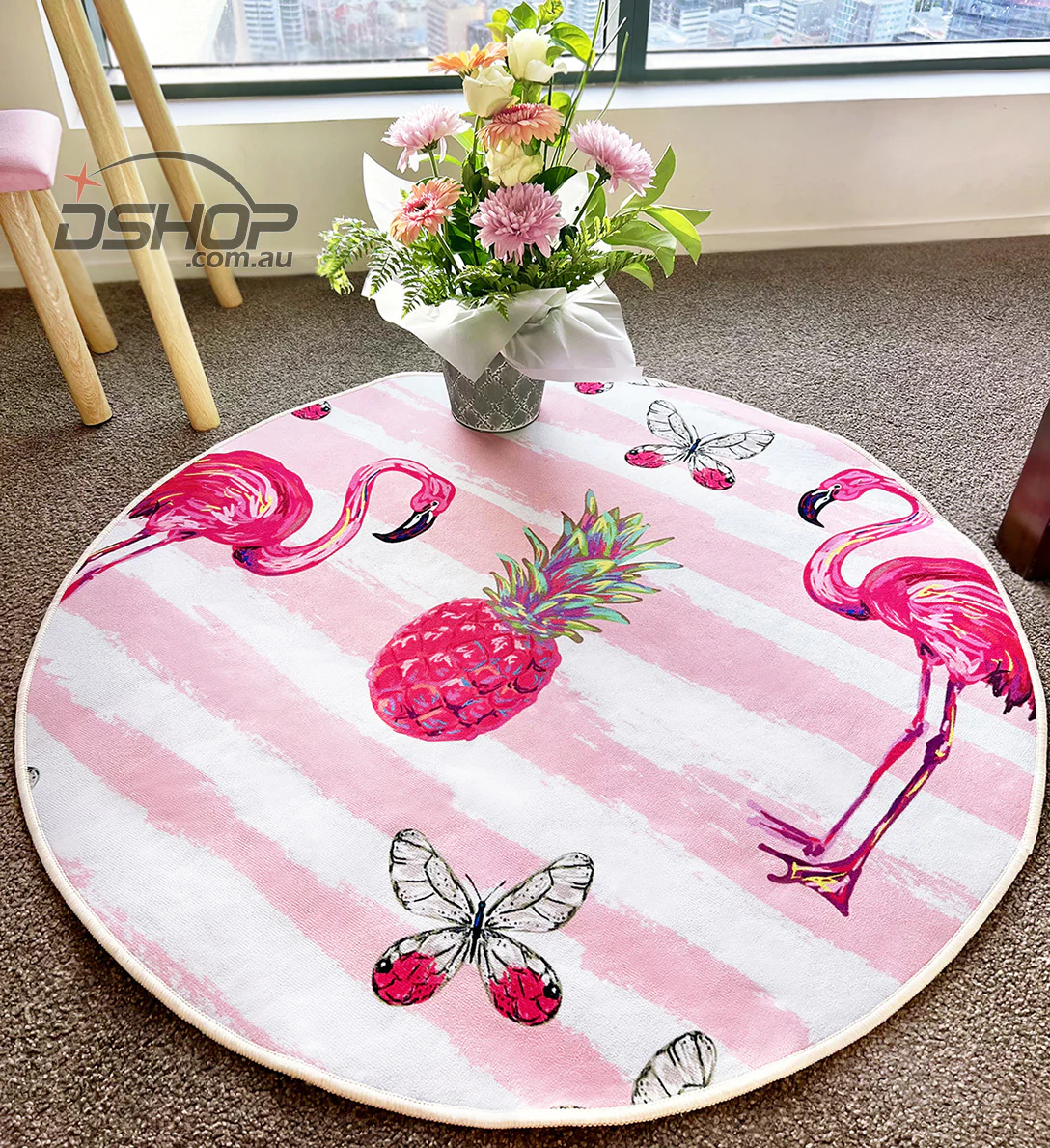 Tropical Paradise Flamingo Infinity Round Rug - Image 4