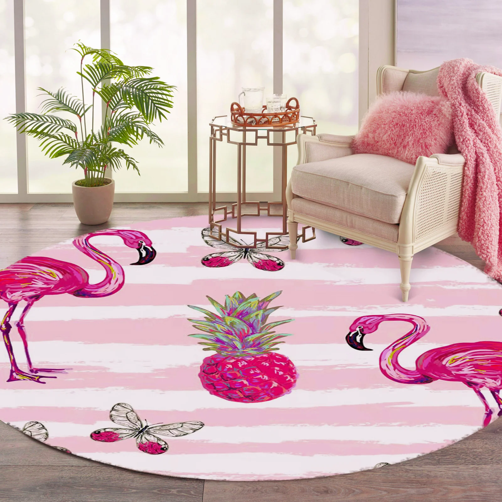 Tropical Paradise Flamingo Infinity Round Rug - Image 6