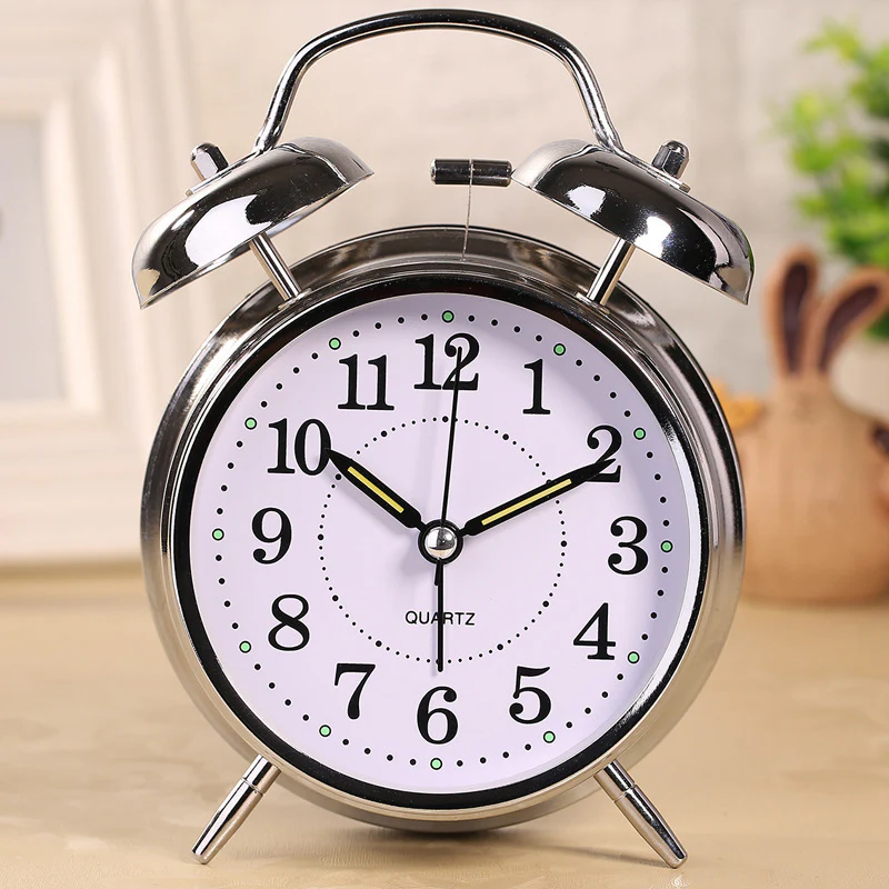 Twin Bell Classic Alarm Clock with Night Light (Silver) - Image 12