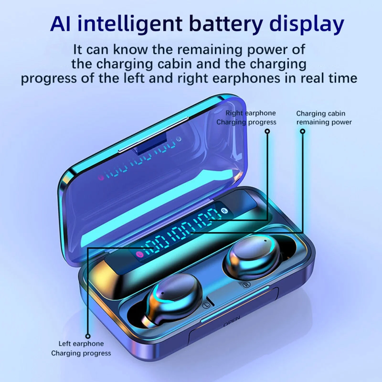 TWS Wireless Bluetooth Headset Stereo Earphones Touch Digital Display Sports Earbuds - Image 6