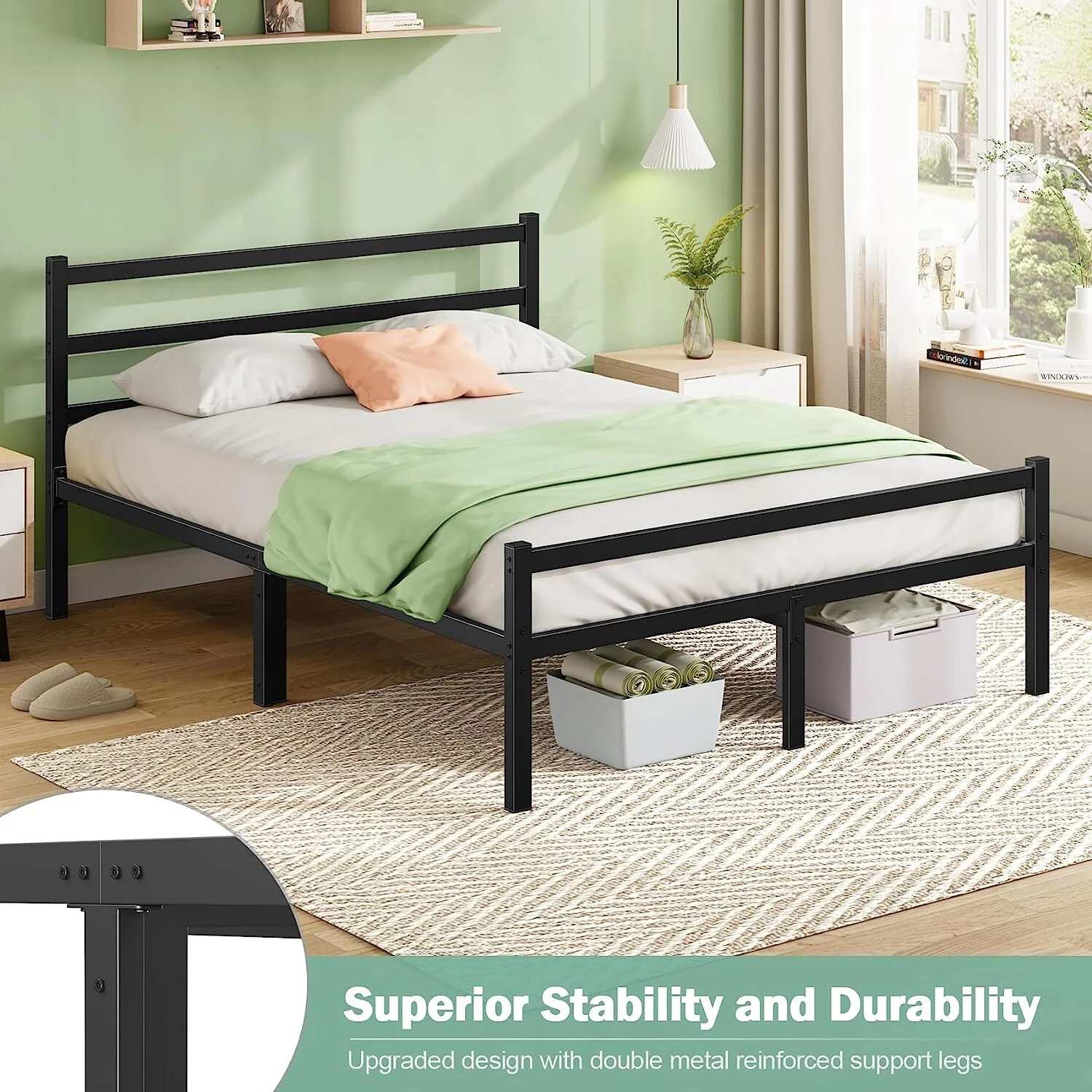 Ultimate Comfort Queen Innerspring Mattress & Heavy-Duty Bed Frame Set - Image 2