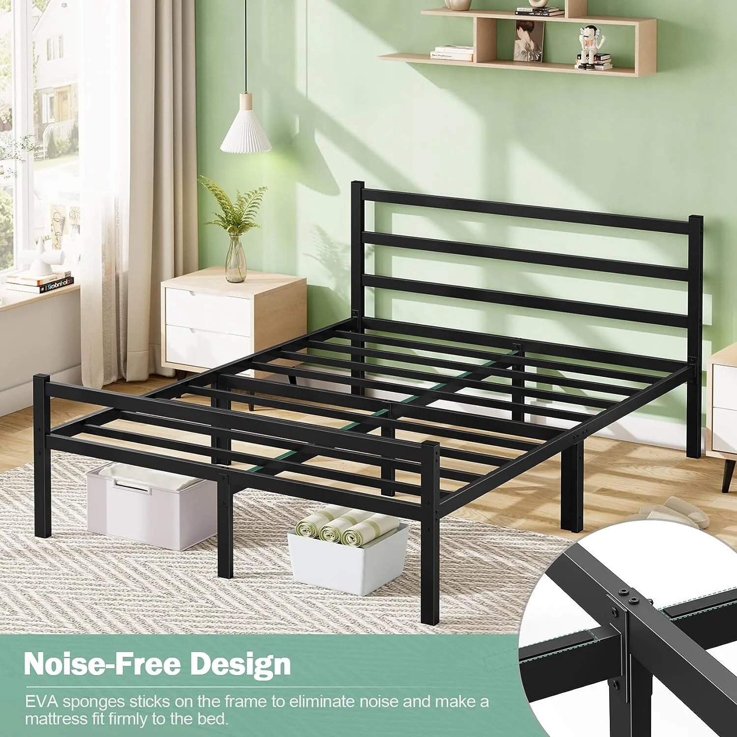 Ultimate Comfort Queen Innerspring Mattress & Heavy-Duty Bed Frame Set - Image 22
