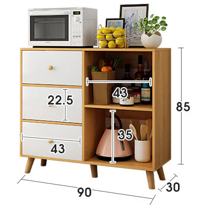 Universal Large Storage Shelf Cabinet Buffet Sideboard with Drawers (Oak) - Image 3