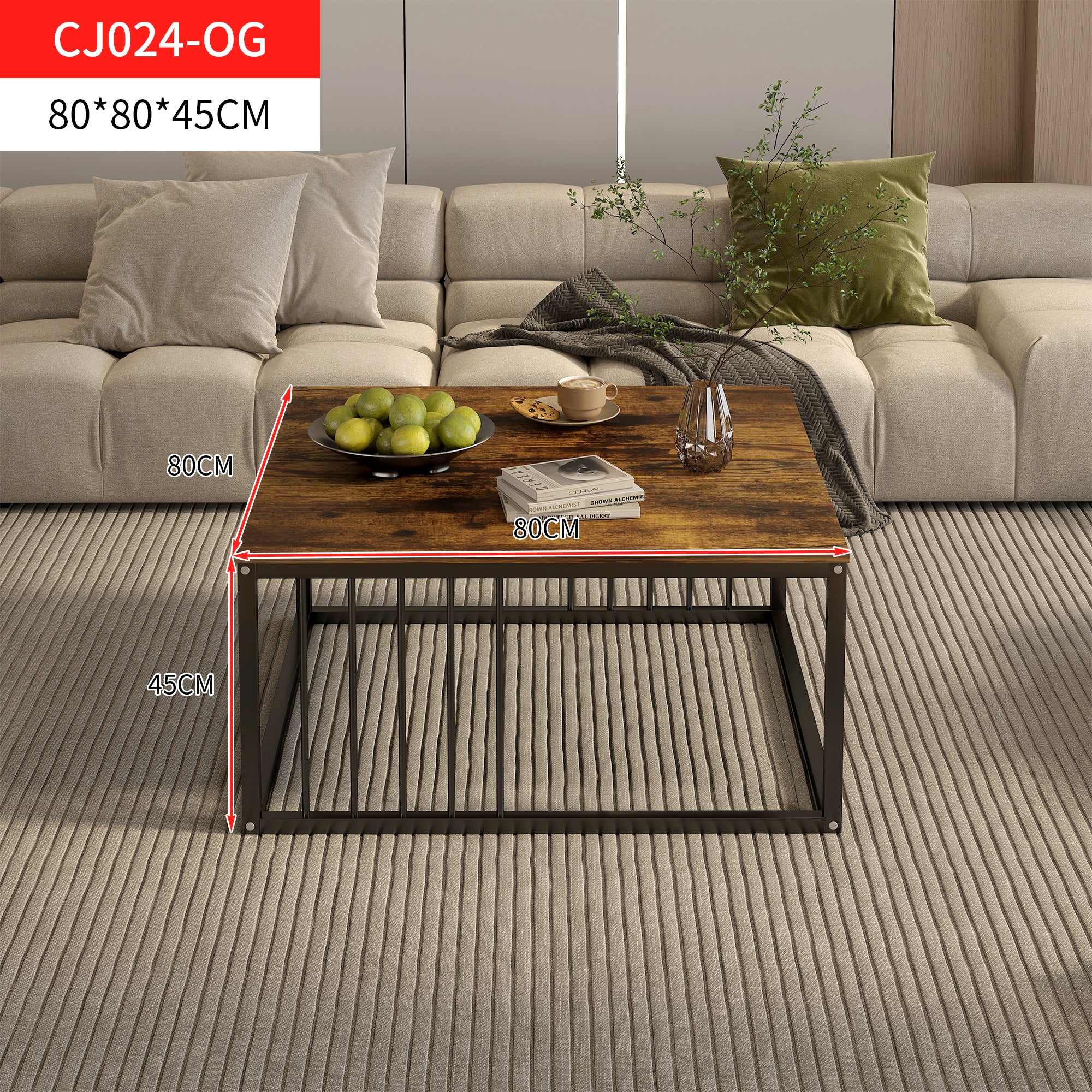 Urban Industrial Modern Rustic Wood and Metal Square Coffee Table - Image 10