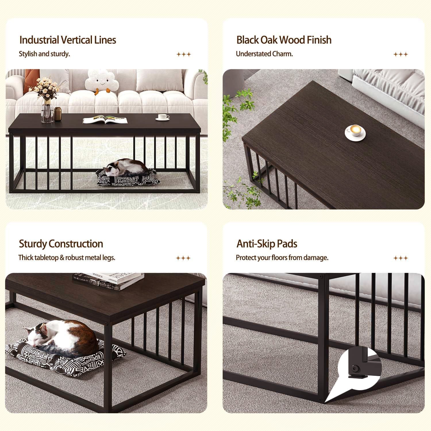 Urban Industrial Modern Wood and Metal Coffee Table Black Walnut - Image 10