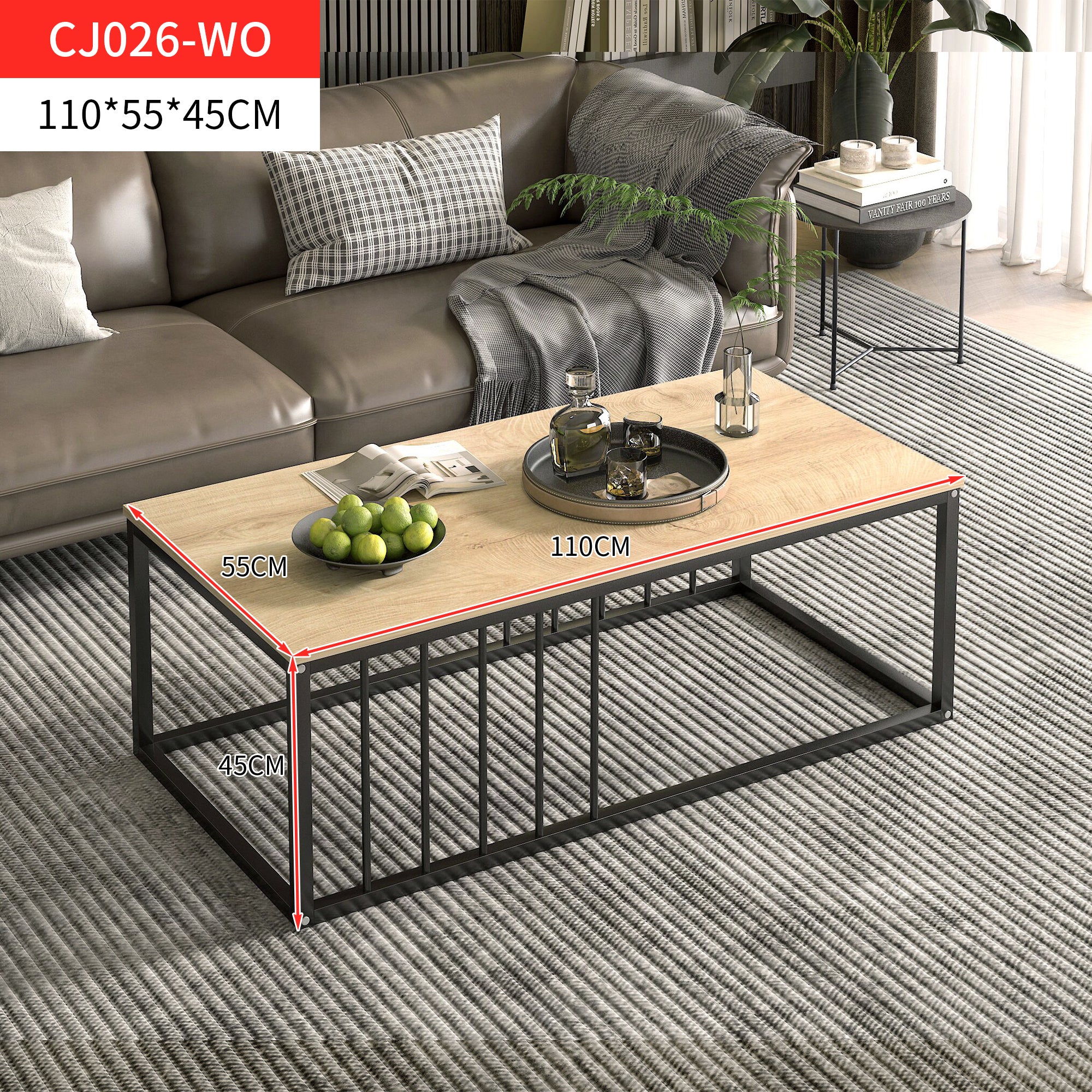 Urban Industrial Modern Wood and Metal Coffee Table Coastal Oak - Image 5