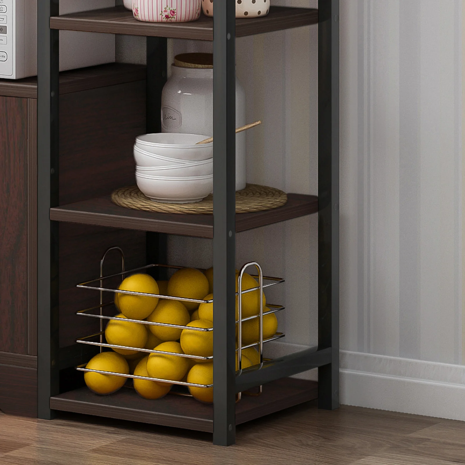 Urbane Combination Organizer Double Cabinet Kitchen Storage Shelf (Black Walnut) - Image 3
