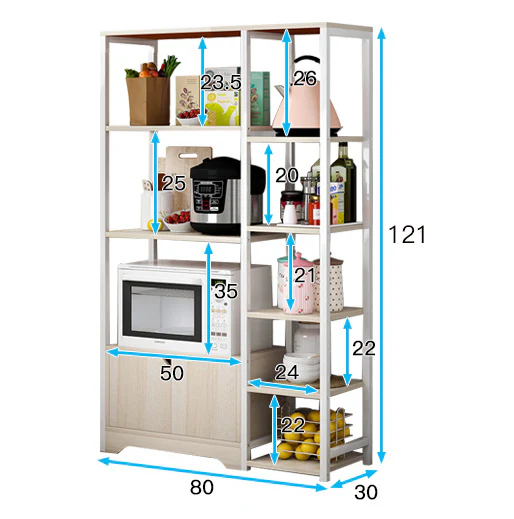 Urbane Combination Organizer Double Cabinet Kitchen Storage Shelf (Oak & Black) - Image 6
