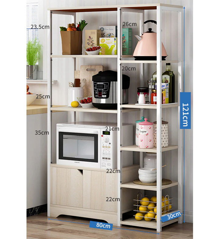 Urbane Combination Organizer Double Cabinet Kitchen Storage Shelf (White Oak) - Image 2