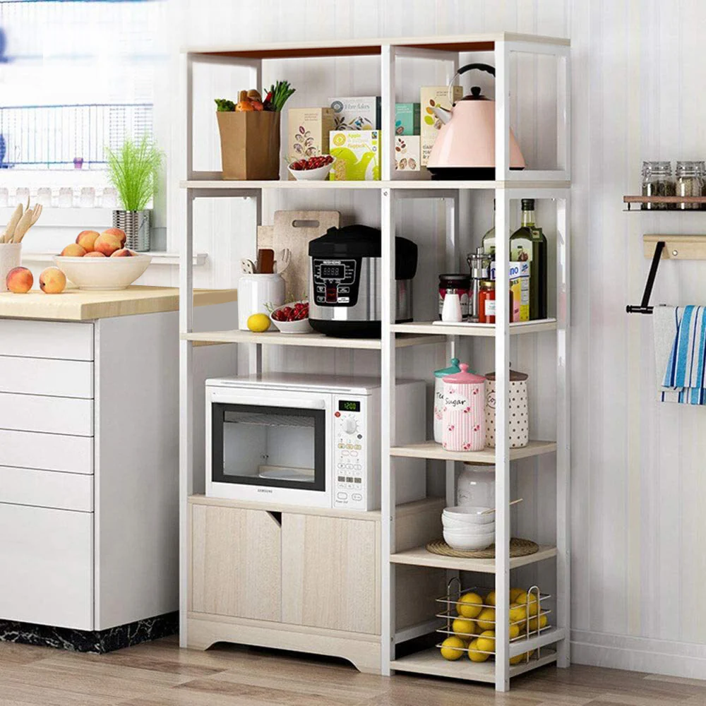Urbane Combination Organizer Double Cabinet Kitchen Storage Shelf (White Oak) - Image 6