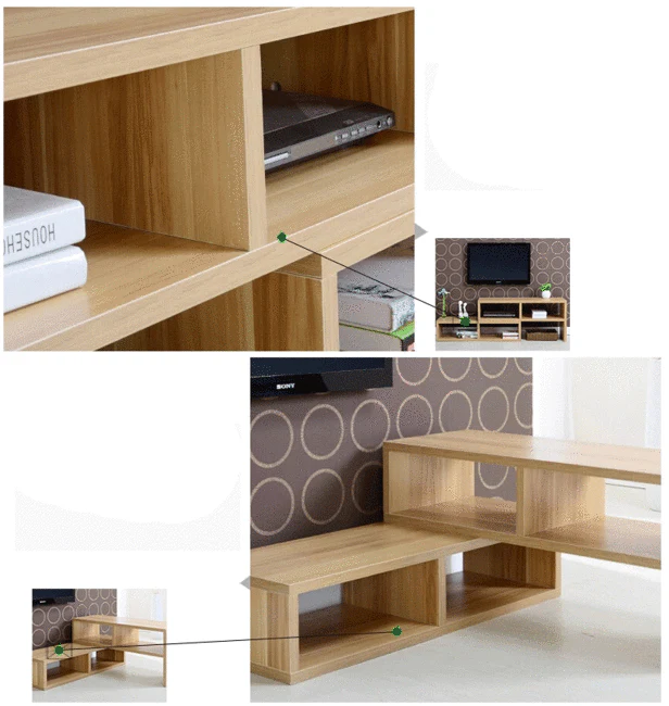 Varossa 2 In 1 Multifunctional Adjustable TV Cabinet Display Shelf (OAK) - Image 6