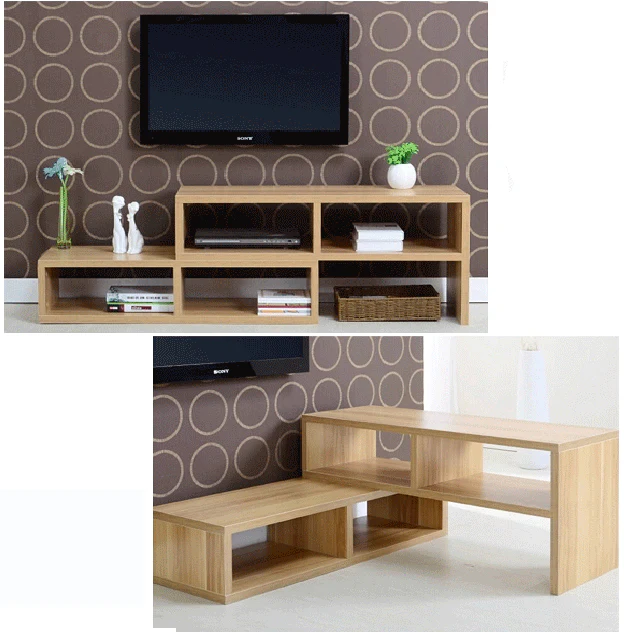 Varossa 2 In 1 Multifunctional Adjustable TV Cabinet Display Shelf (OAK) - Image 8