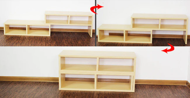 Varossa 2 In 1 Multifunctional Adjustable TV Cabinet Display Shelf (OAK) - Image 9