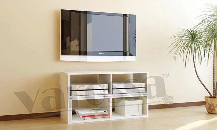 Varossa 2 In 1 Multifunctional Adjustable TV Cabinet Display Shelf (WHITE) - Image 4