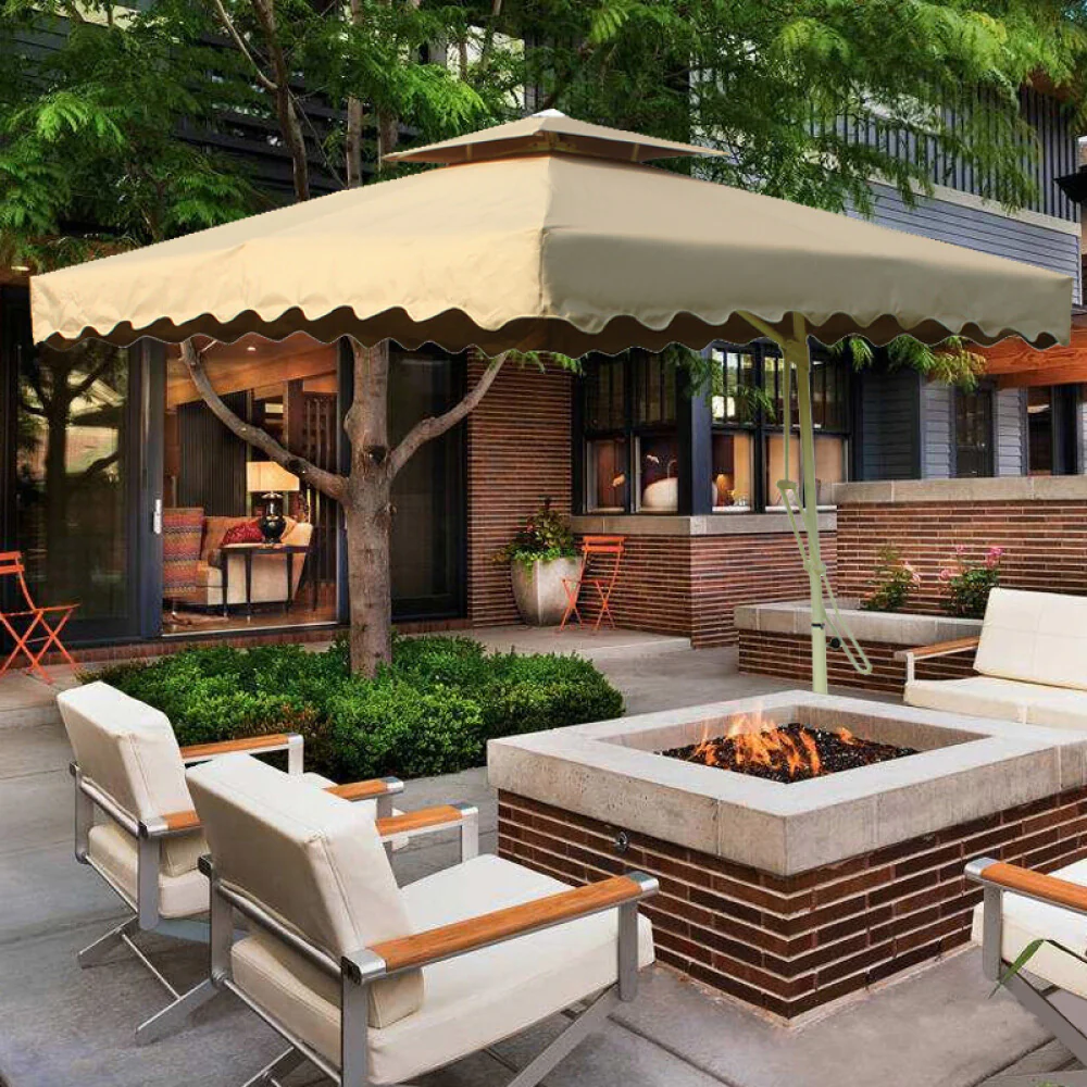 Varossa 3.5m Large Square Cantilever Outdoor Umbrella (Beige/Tan) - Image 5