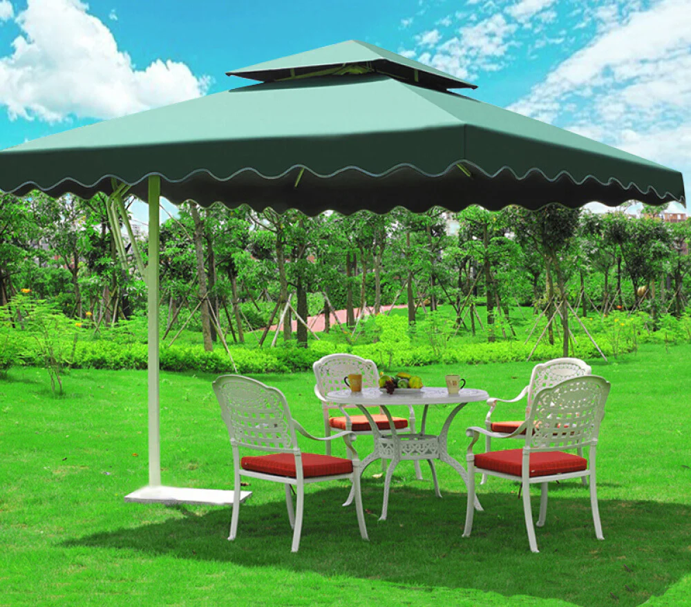 Varossa 3.5m Large Square Cantilever Outdoor Umbrella (Green) - Image 7